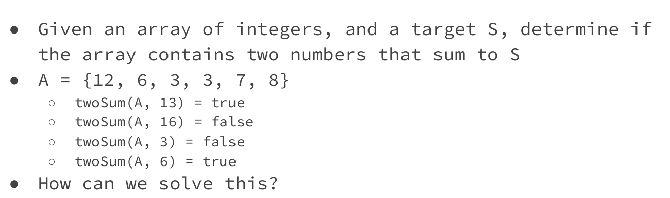 Lecture two-sum examples include repeated 3 values